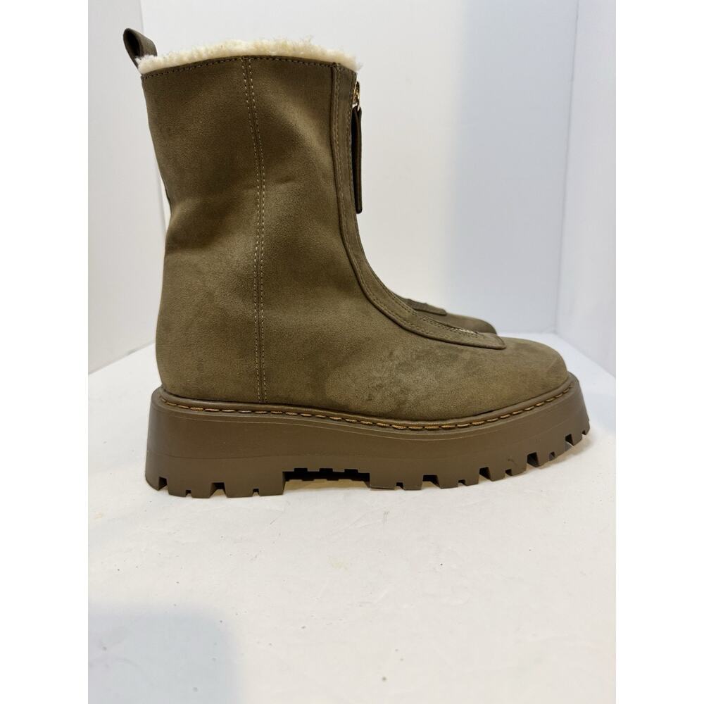 Warm-Lined Boots H&M Women’s Olive Suede Lug Sole EU 38/US 7.5 - Picture 6 of 13